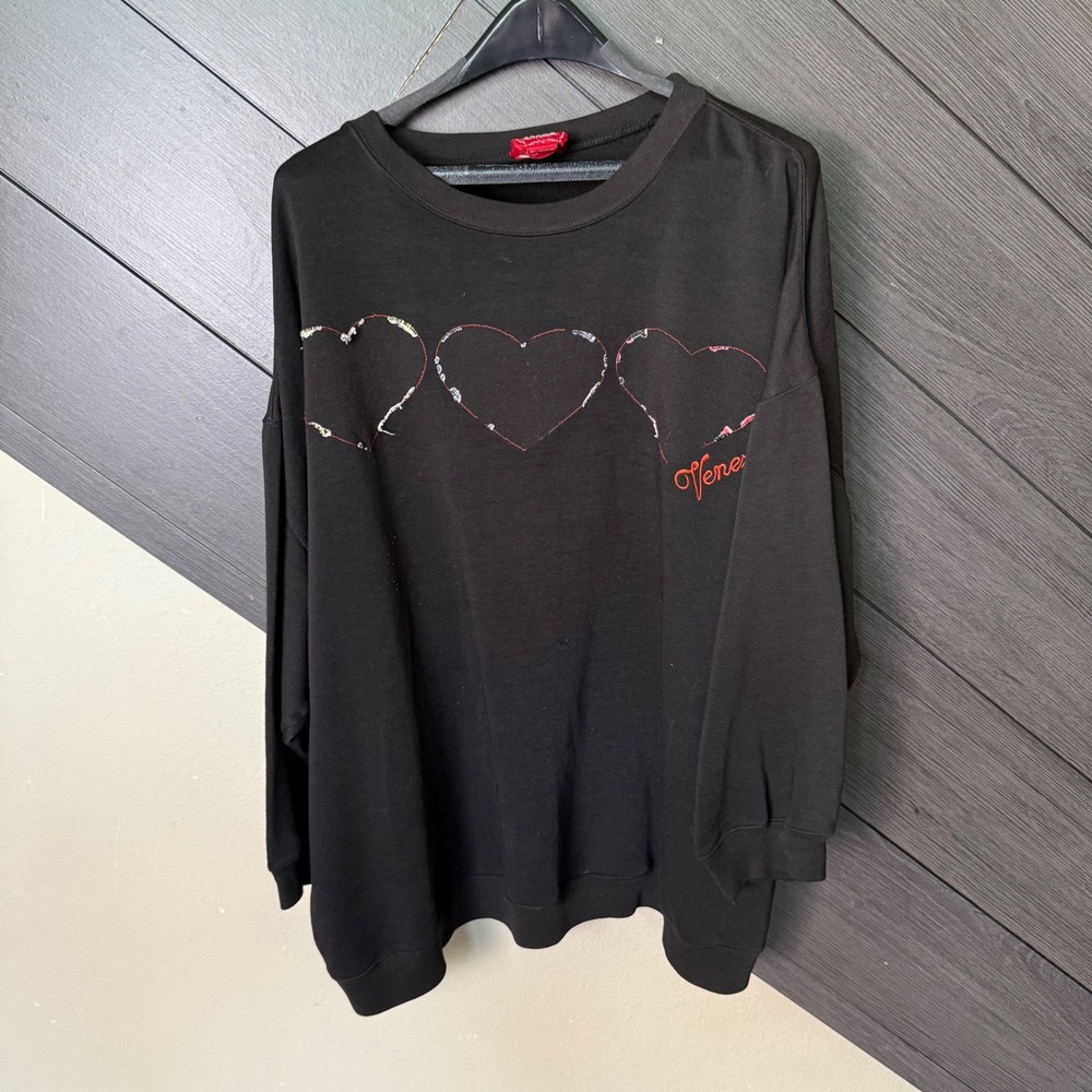 Venezia Jeans Women's Graphic Sweatshirt Hearts Venezia Black Plus Size 26/28